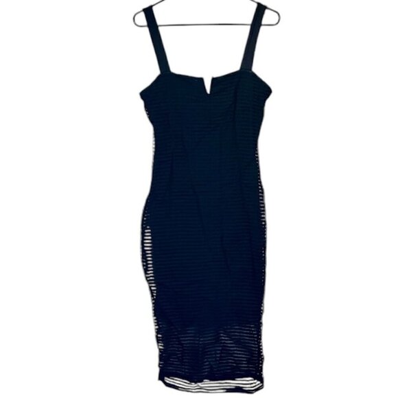 NWT Good American Black Sheer Mesh Midi Dress - Size 3 (US Size Large) - Picture 2 of 11